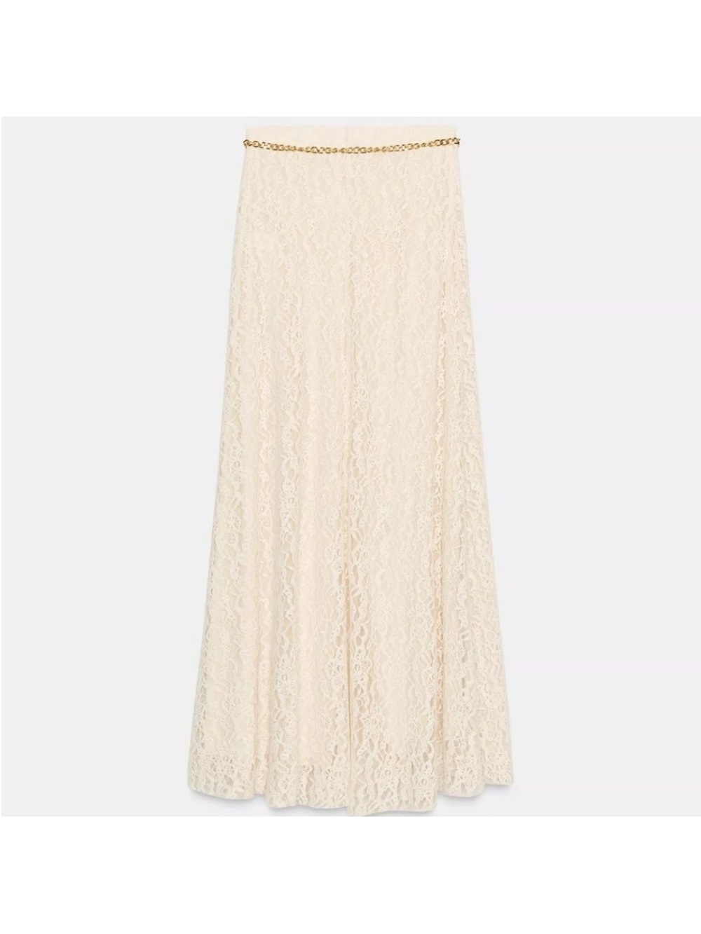 NWT Zara Lace Maxi Skirt in Cream with golden chain - Picture 6 of 6